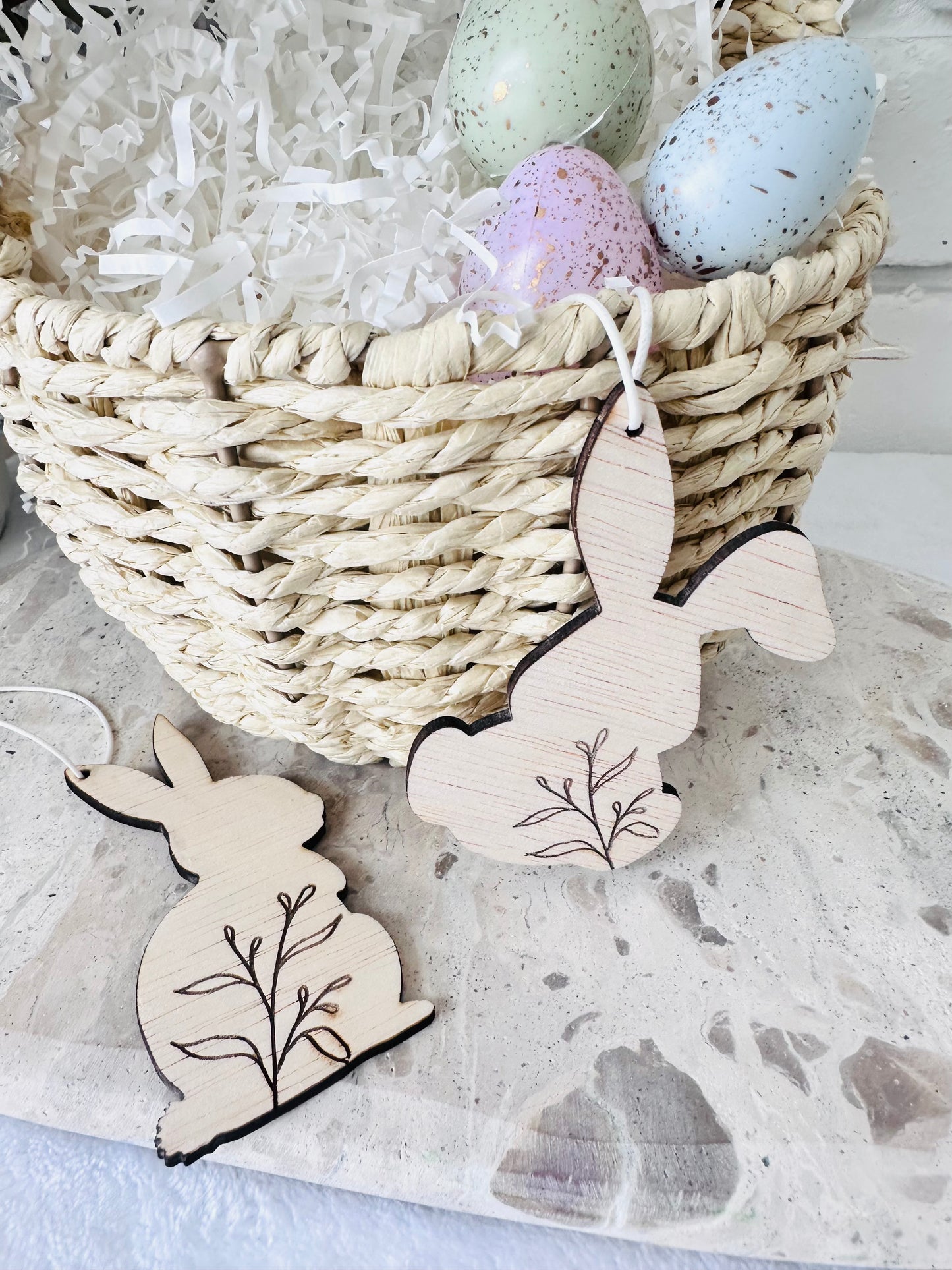 Bunny tag with leaf