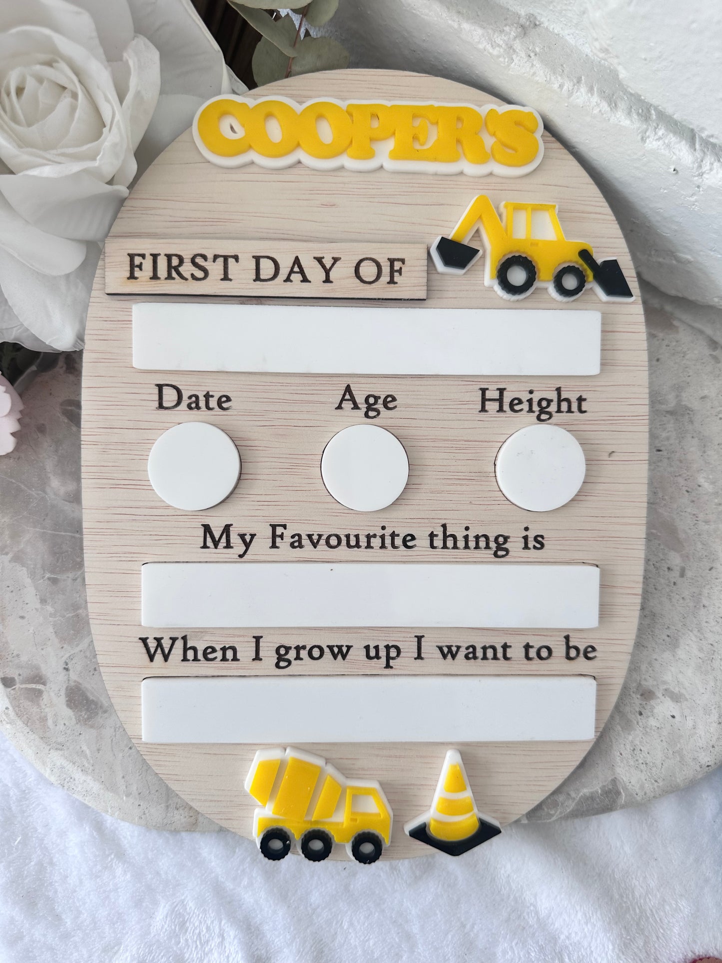 Construction first day/ last day board