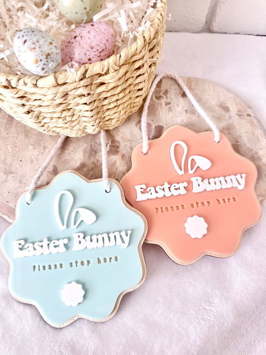 Easter bunny please stop here sign