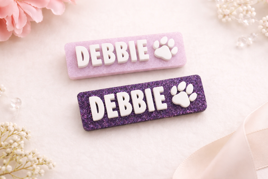 Name badges with paw print
