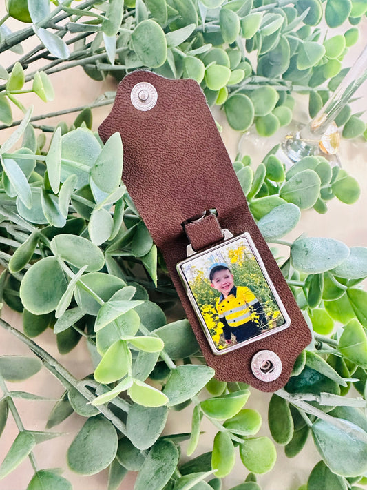 Leather photo keyring