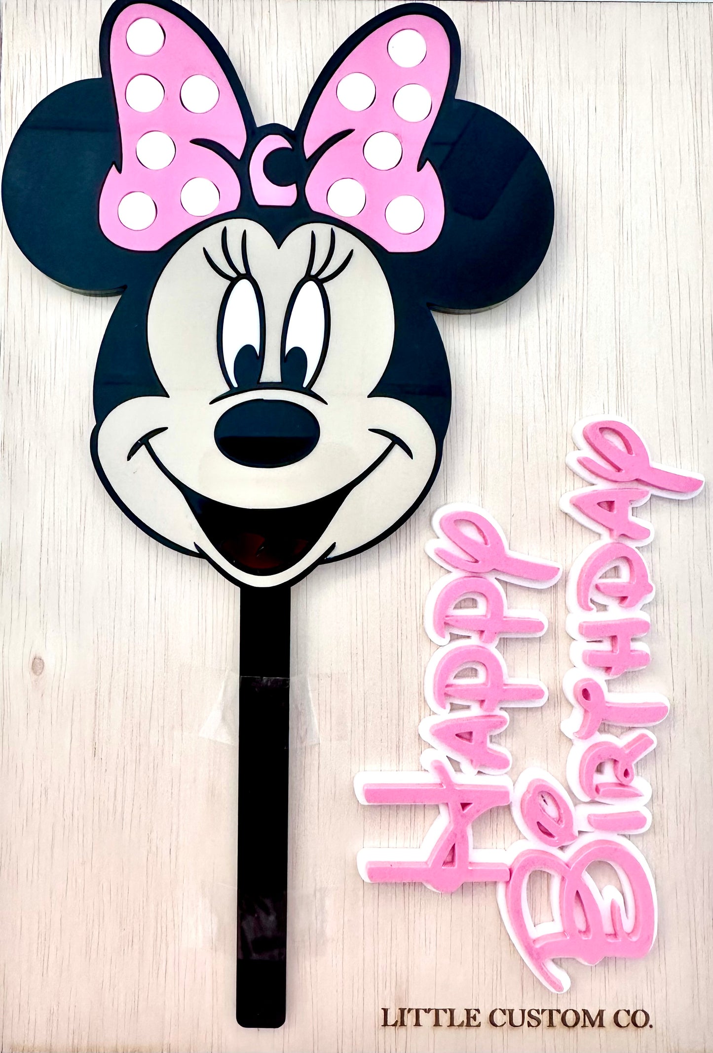 Mini mouse cake topper with happy birthday fropper