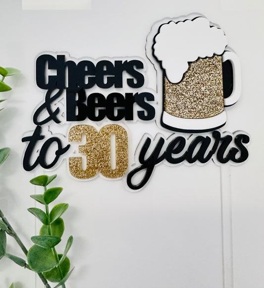 Cheers and beers cake topper