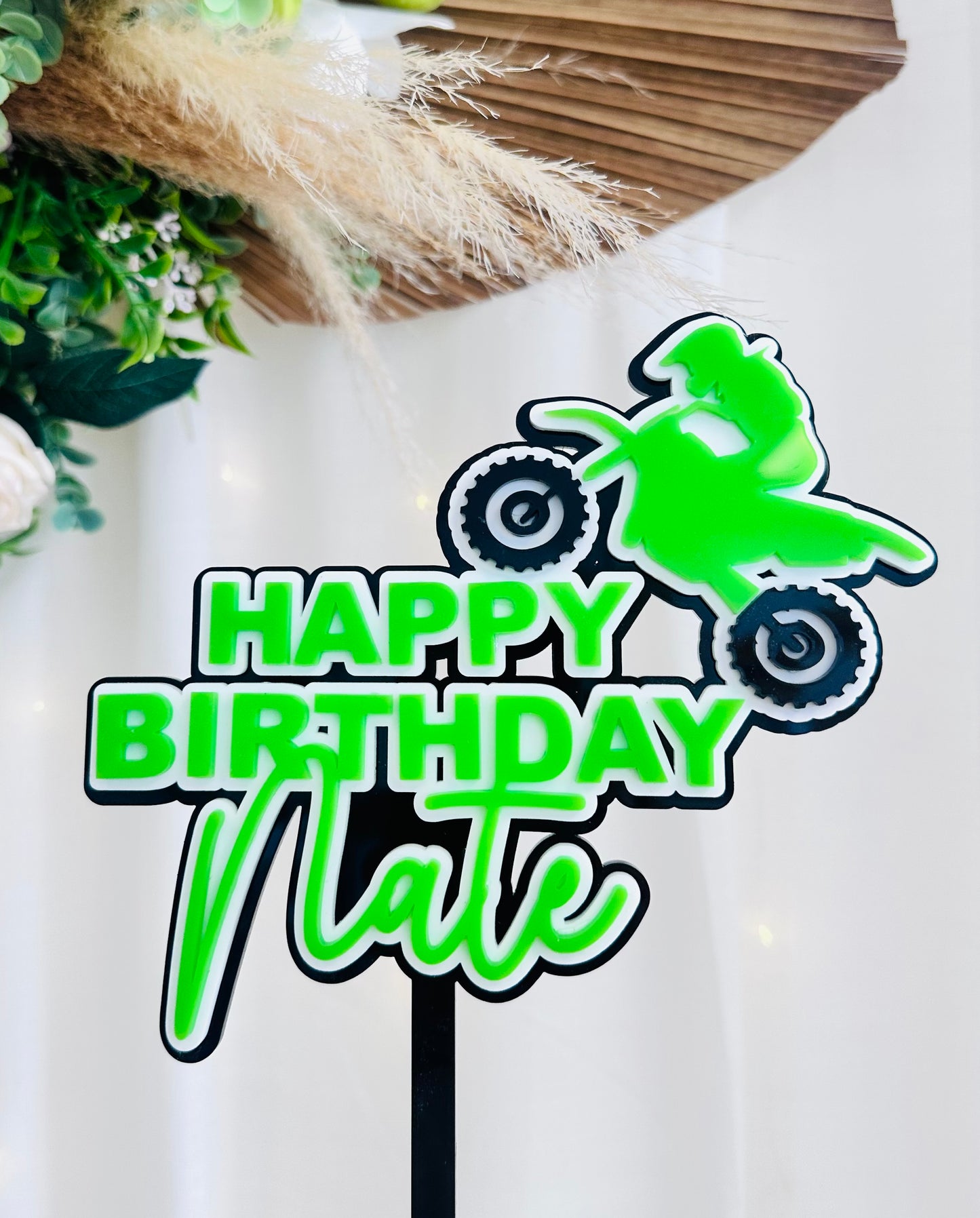 Motor bike personalised cake topper