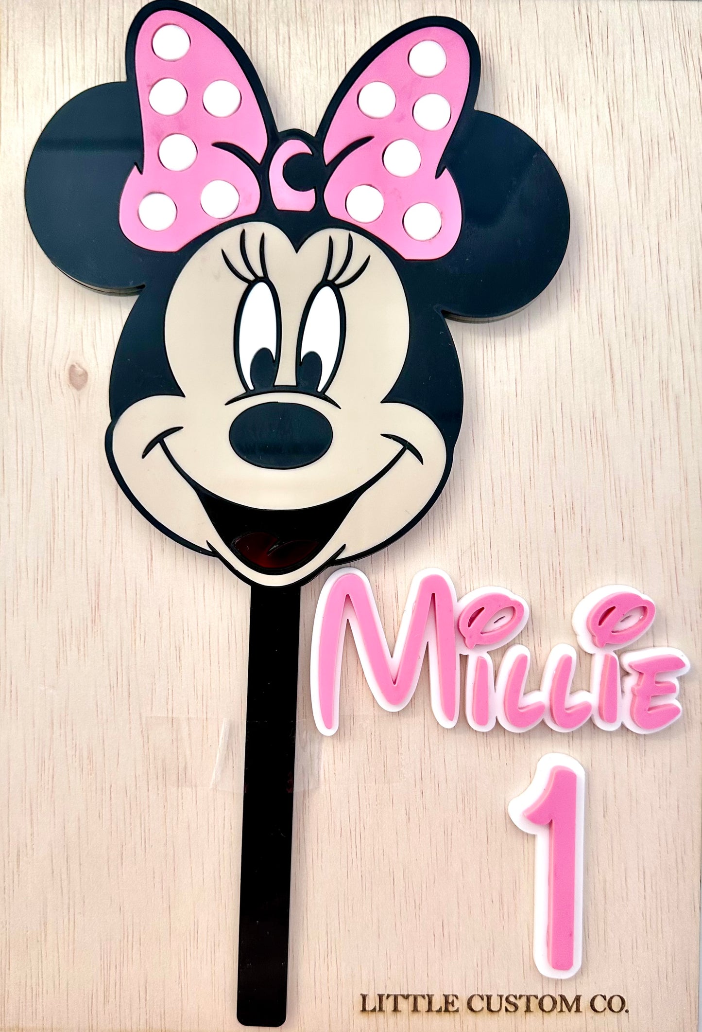 Mini mouse cake topper with happy birthday fropper