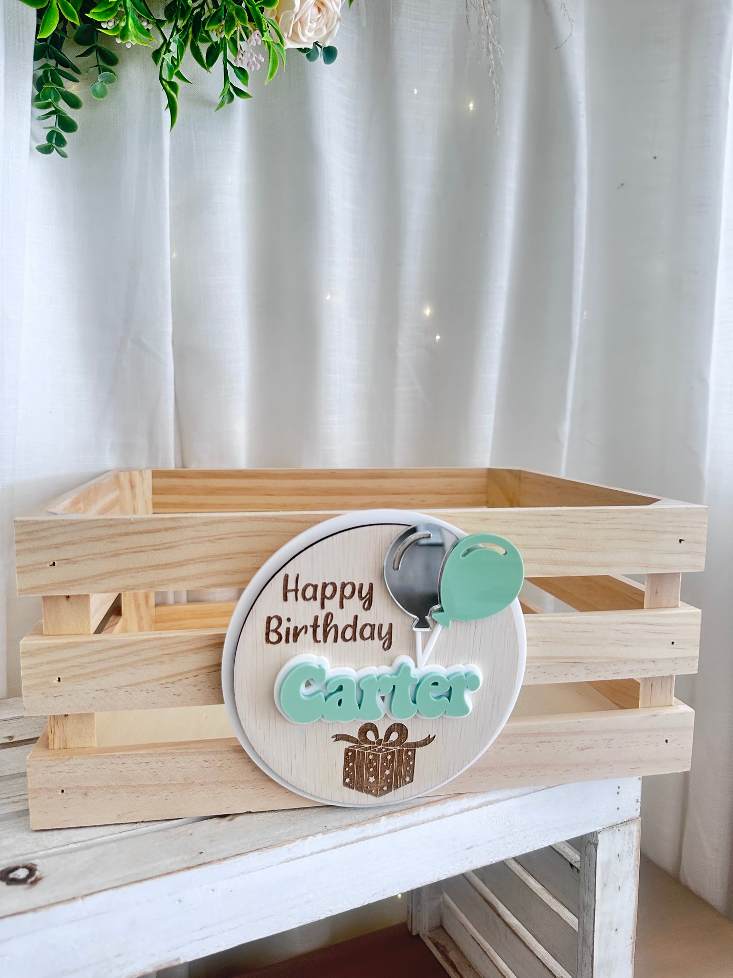 Personalised wooden crate