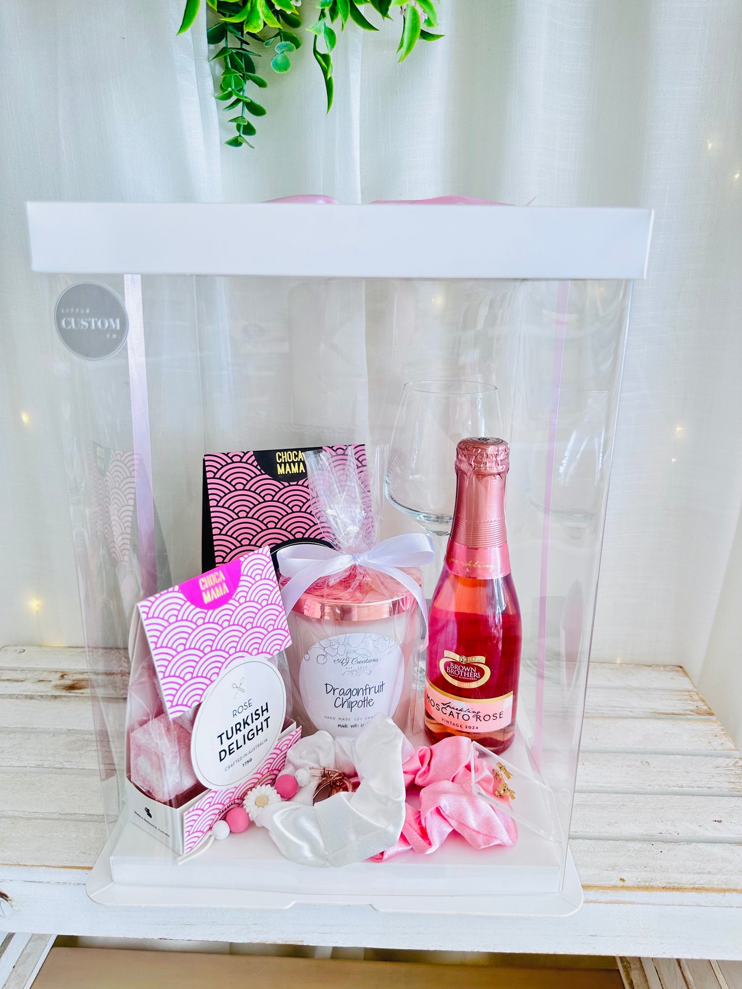 Pink christmas gift box