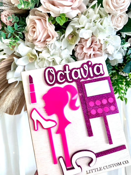 Barbie makeup cake topper